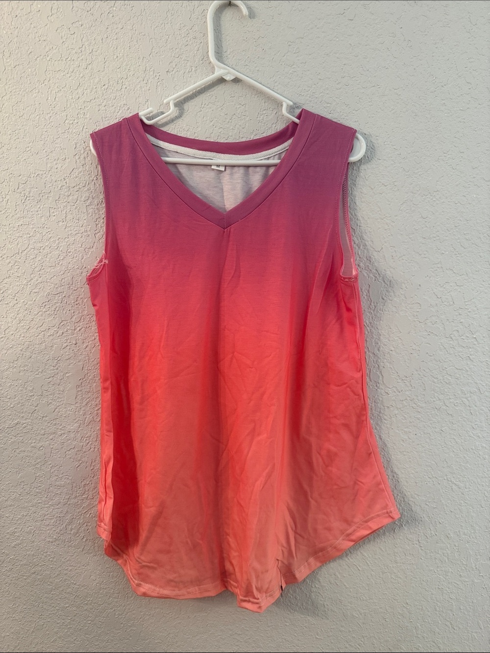 SHEIN Pink to Coral Ombre V-Neck Tank